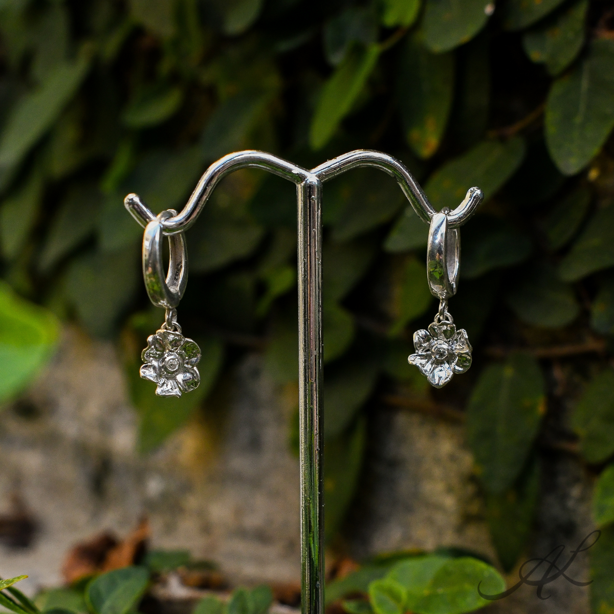 Sparkling Geranium Hoop Earrings