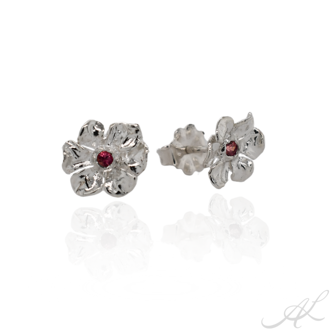Sparkling Geranium Stud Earrings
