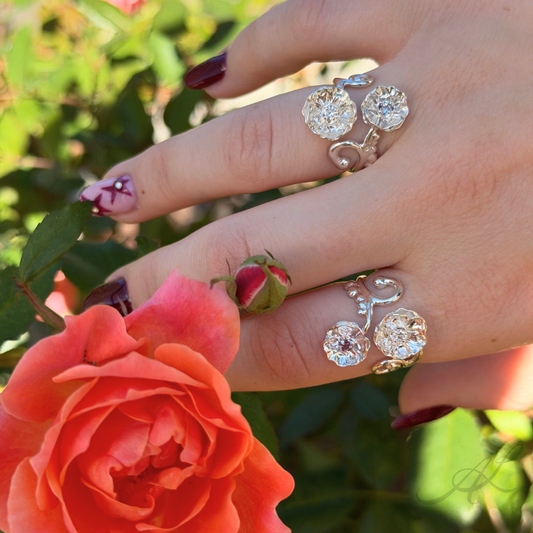 Custom Swaying Sister Rings With Diamond & Alexandrite