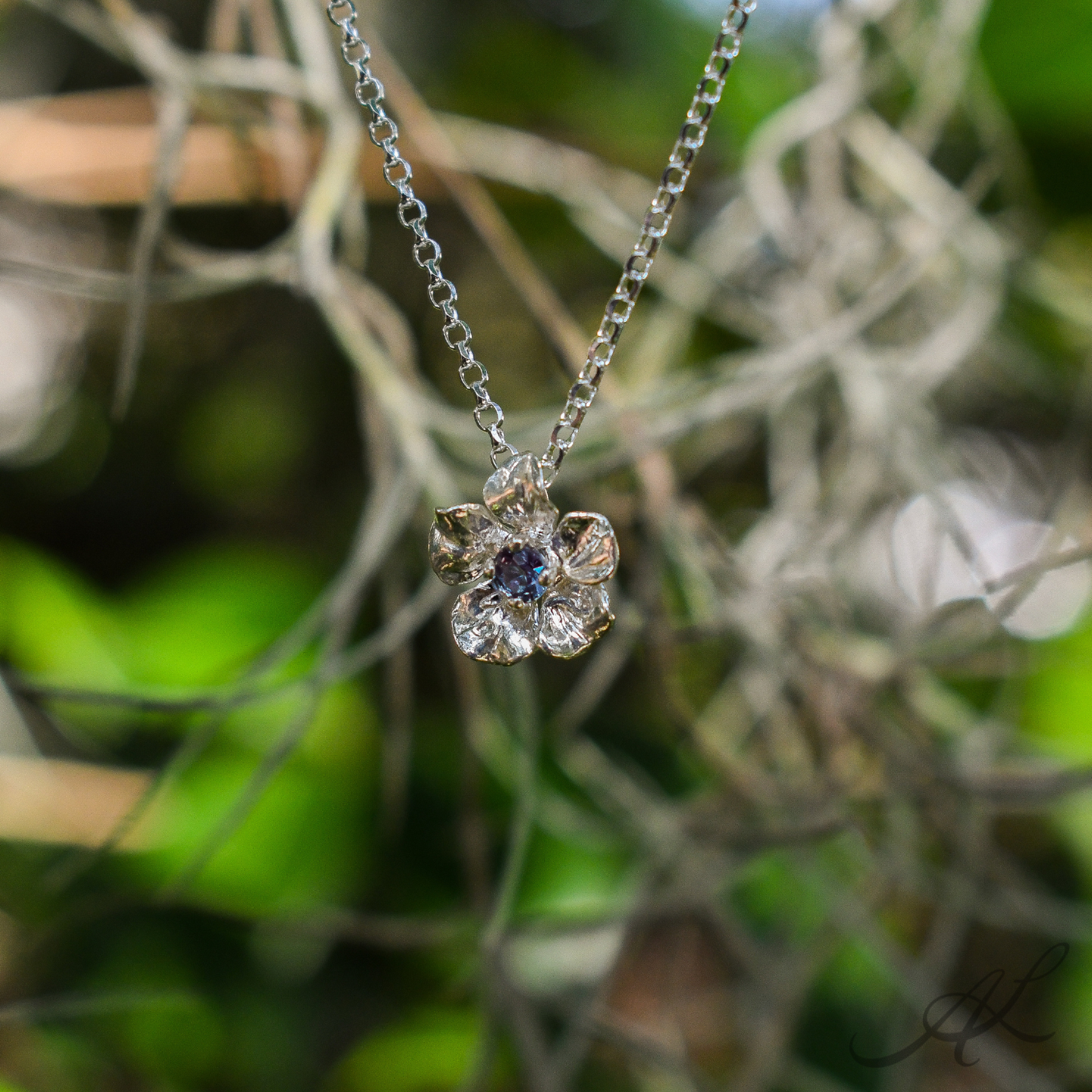 Sparkling Alexandrite Geranium Necklace