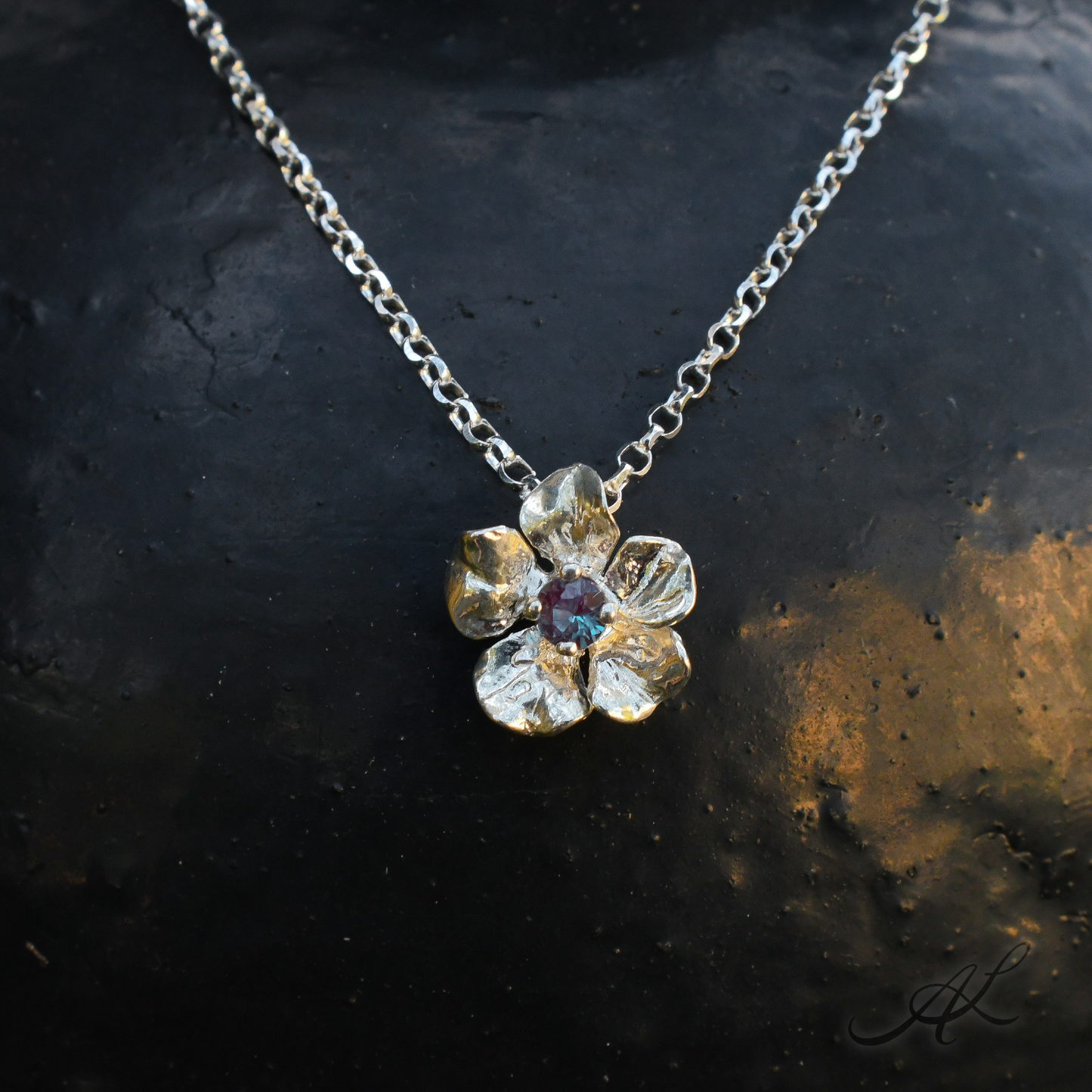 Sparkling Alexandrite Geranium Necklace