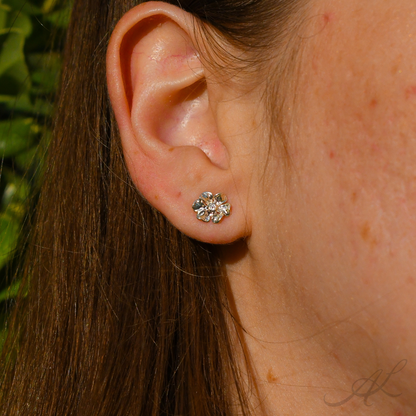 Sparkling Geranium Stud Earrings