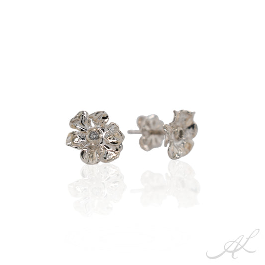 Sparkling Geranium Stud Earrings