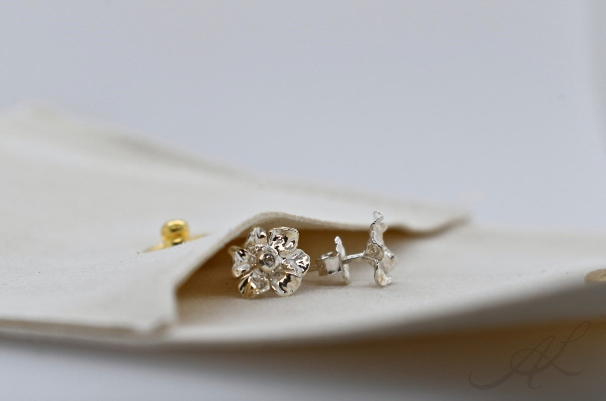 Sparkling Geranium Stud Earrings