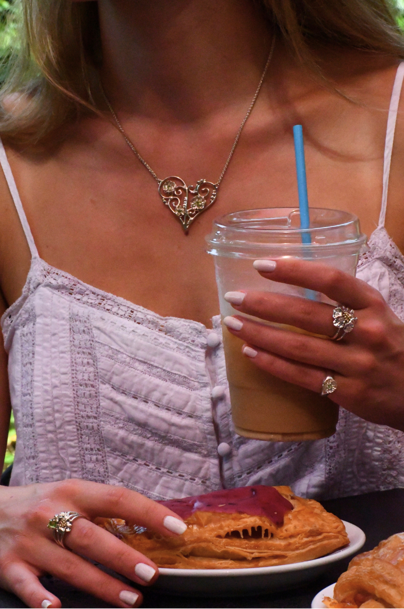 Fields of the Heart Necklace, Model Shoot close up