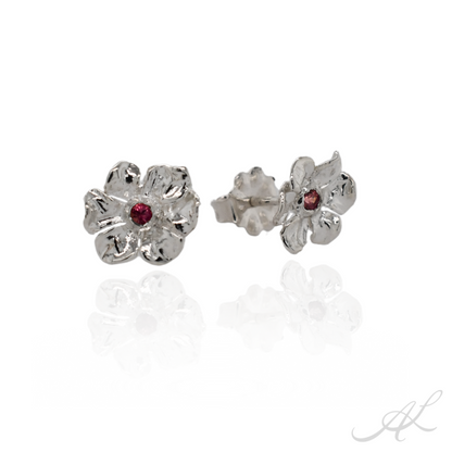 Sparkling Geranium Stud Earrings