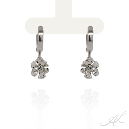 Sparkling Geranium Hoop Earrings, aqua sapphire