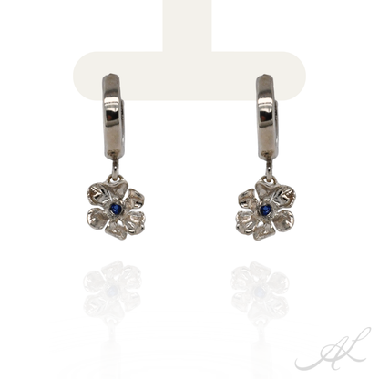 Sparkling Geranium Hoop Earrings, sapphire