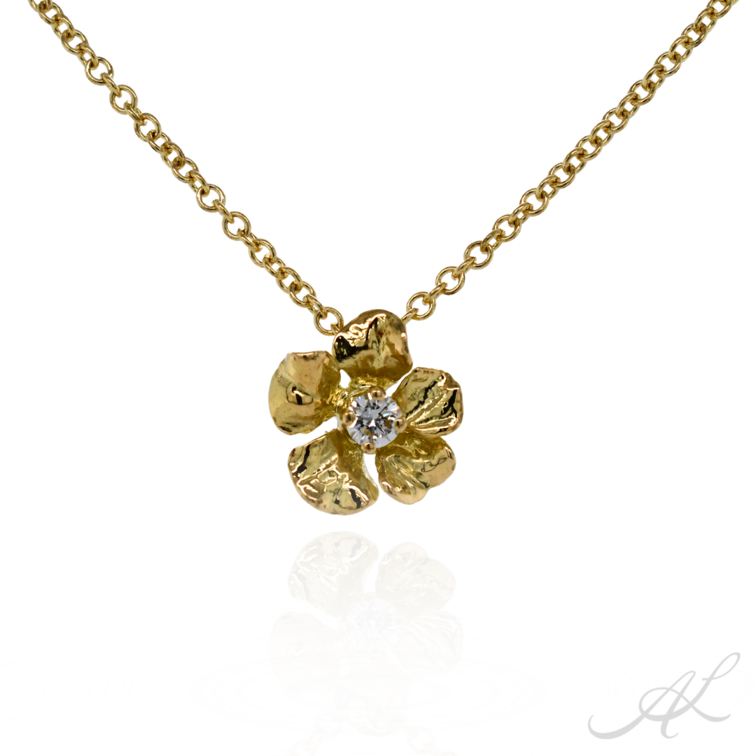Sparkling Geranium Necklace, yellow gold diamond