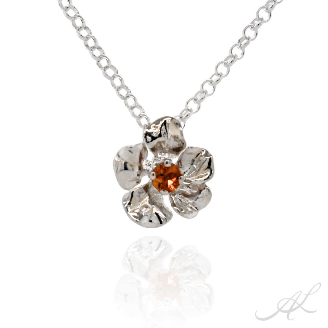 Sparkling Geranium Necklace, citrine
