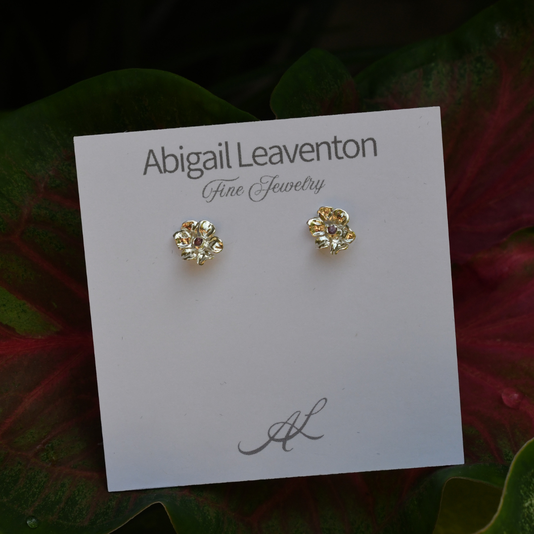 Sparkling Geranium Stud Earrings, aqua sapphire outdoor