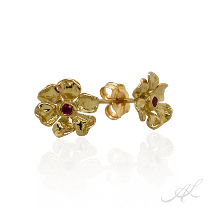 Sparkling Geranium Stud Earrings