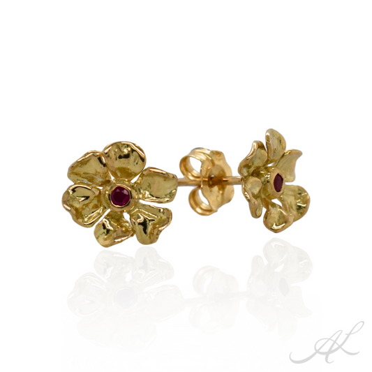 Sparkling Geranium Stud Earrings