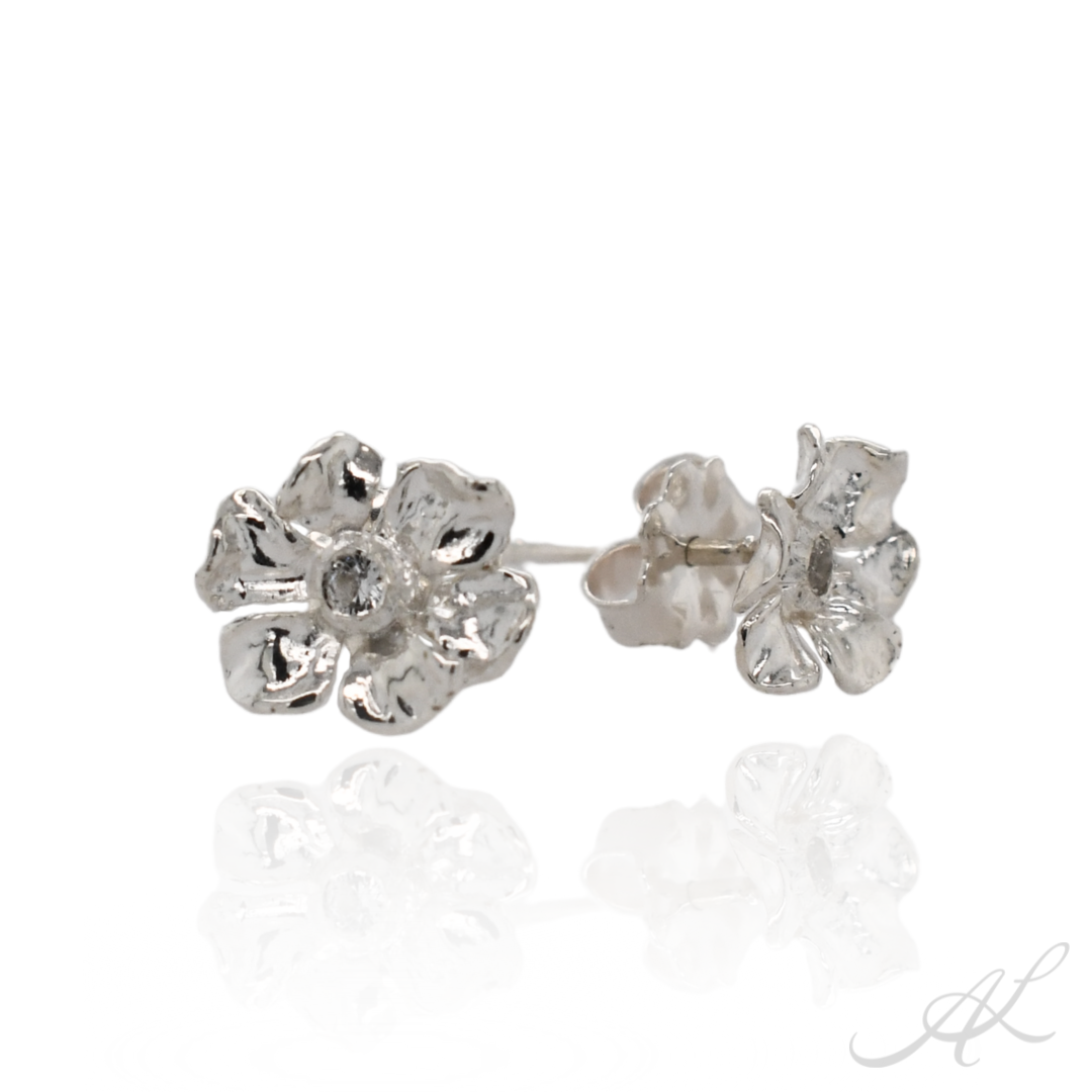 Sparkling Geranium Stud Earrings